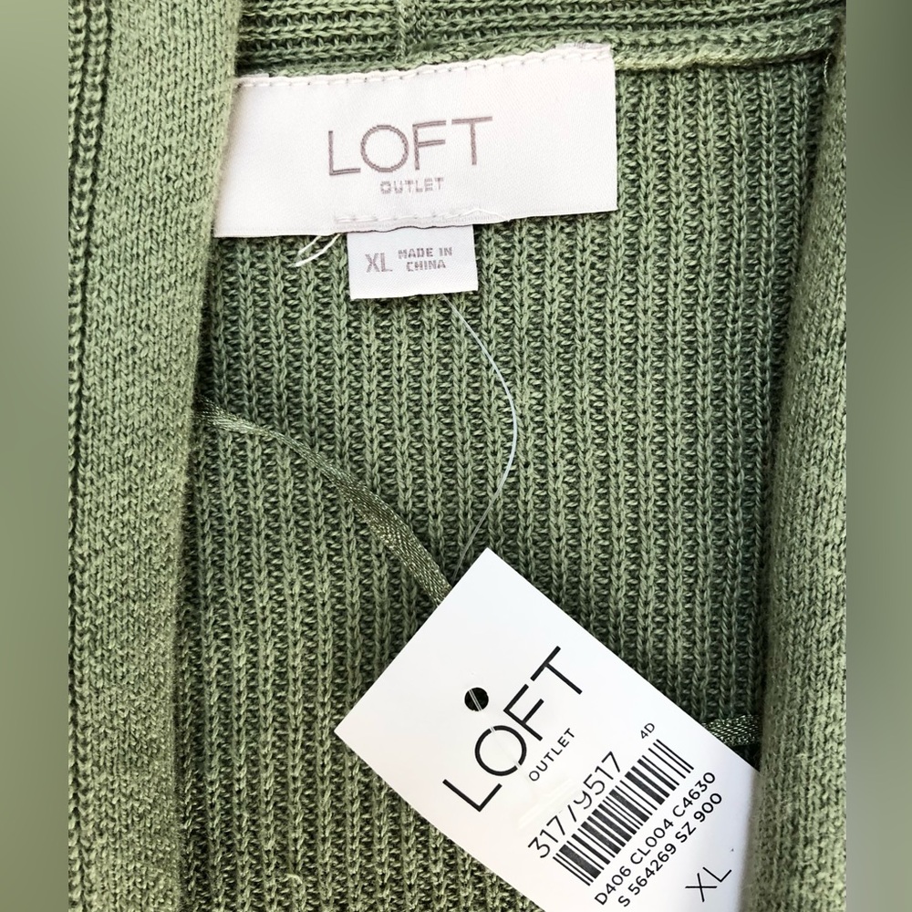 LOFT NWT Green Cotton Open Cardigan Size XL - Picture 12 of 13